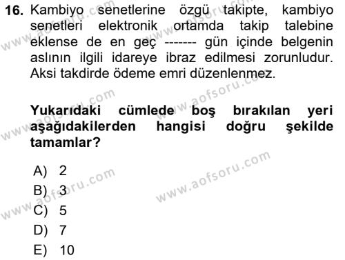 Hukuk Dili Ve Adli Yazışmalar Dersi 2020 - 2021 Yılı Yaz Okulu Sınavı 16. Soru