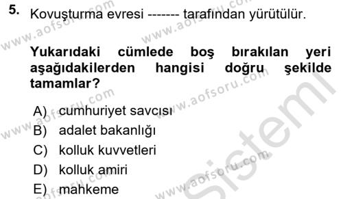 Hukuk Dili Ve Adli Yazışmalar Dersi 2020 - 2021 Yılı Yaz Okulu Sınavı 5. Soru