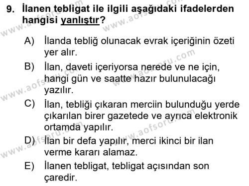 Hukuk Dili Ve Adli Yazışmalar Dersi 2020 - 2021 Yılı Yaz Okulu Sınavı 9. Soru