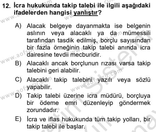 Hukuk Dili Ve Adli Yazışmalar Dersi 2021 - 2022 Yılı (Final) Dönem Sonu Sınavı 12. Soru