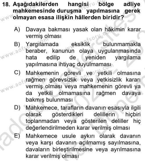 Hukuk Dili Ve Adli Yazışmalar Dersi 2021 - 2022 Yılı (Final) Dönem Sonu Sınavı 18. Soru