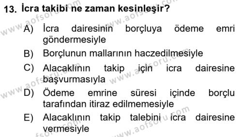 Hukuk Dili Ve Adli Yazışmalar Dersi 2021 - 2022 Yılı Yaz Okulu Sınavı 13. Soru