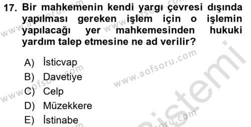 Hukuk Dili Ve Adli Yazışmalar Dersi 2021 - 2022 Yılı Yaz Okulu Sınavı 17. Soru