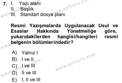 Hukuk Dili Ve Adli Yazışmalar Dersi 2021 - 2022 Yılı Yaz Okulu Sınavı 7. Soru