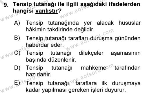 Hukuk Dili Ve Adli Yazışmalar Dersi 2021 - 2022 Yılı Yaz Okulu Sınavı 9. Soru