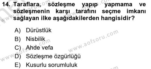 Hukuk Dili Ve Adli Yazışmalar Dersi 2023 - 2024 Yılı (Vize) Ara Sınavı 14. Soru