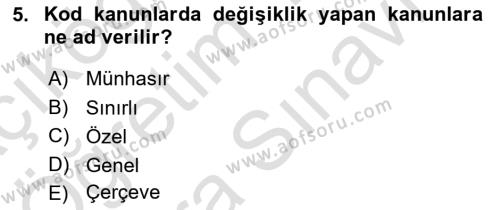 Hukuk Dili Ve Adli Yazışmalar Dersi 2023 - 2024 Yılı (Vize) Ara Sınavı 5. Soru