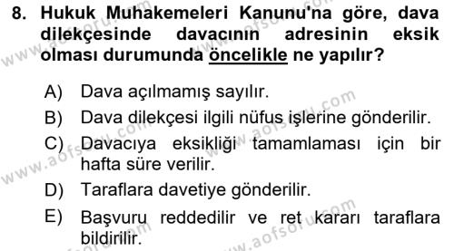 Hukuk Dili Ve Adli Yazışmalar Dersi 2023 - 2024 Yılı (Vize) Ara Sınavı 8. Soru