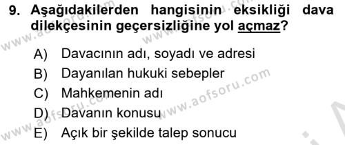 Hukuk Dili Ve Adli Yazışmalar Dersi 2023 - 2024 Yılı (Vize) Ara Sınavı 9. Soru