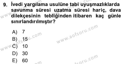 İdari Yargı Dersi 2021 - 2022 Yılı (Final) Dönem Sonu Sınavı 9. Soru