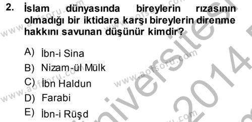 İnsan Hakları Ve Kamu Özgürlükleri Dersi 2013 - 2014 Yılı (Final) Dönem Sonu Sınavı 2. Soru