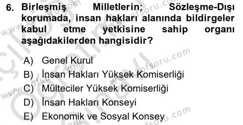 İnsan Hakları Ve Kamu Özgürlükleri Dersi 2022 - 2023 Yılı Yaz Okulu Sınavı 6. Soru