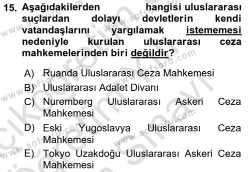 İnsan Hakları Ve Kamu Özgürlükleri Dersi 2023 - 2024 Yılı (Vize) Ara Sınavı 15. Soru