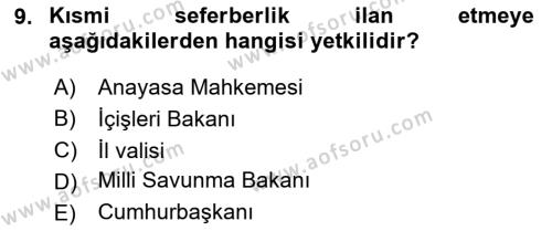 İnsan Hakları Ve Kamu Özgürlükleri Dersi 2023 - 2024 Yılı (Vize) Ara Sınavı 9. Soru