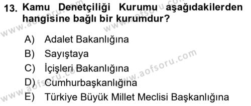 İnsan Hakları Ve Kamu Özgürlükleri Dersi 2023 - 2024 Yılı (Final) Dönem Sonu Sınavı 13. Soru