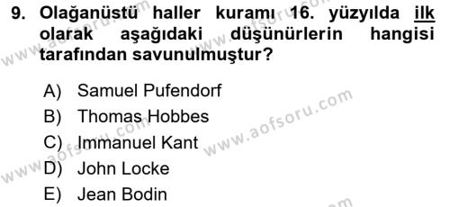 İnsan Hakları Ve Kamu Özgürlükleri Dersi 2023 - 2024 Yılı (Final) Dönem Sonu Sınavı 9. Soru