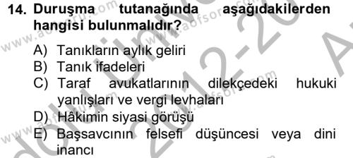 Kalem Mevzuatı Dersi 2012 - 2013 Yılı (Vize) Ara Sınavı 14. Soru