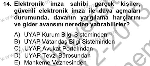 Kalem Mevzuatı Dersi 2012 - 2013 Yılı (Final) Dönem Sonu Sınavı 14. Soru
