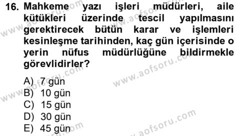 Kalem Mevzuatı Dersi 2013 - 2014 Yılı (Vize) Ara Sınavı 16. Soru