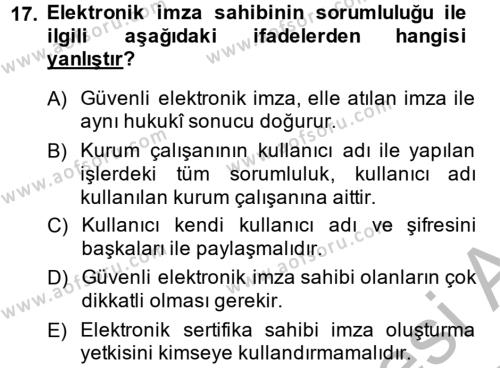 Kalem Mevzuatı Dersi 2013 - 2014 Yılı (Vize) Ara Sınavı 17. Soru