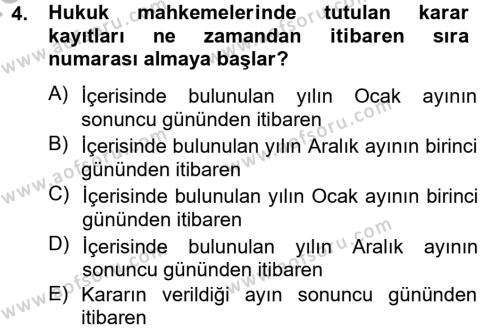 Kalem Mevzuatı Dersi 2013 - 2014 Yılı (Vize) Ara Sınavı 4. Soru