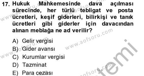 Kalem Mevzuatı Dersi 2013 - 2014 Yılı (Final) Dönem Sonu Sınavı 17. Soru