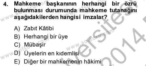 Kalem Mevzuatı Dersi 2013 - 2014 Yılı (Final) Dönem Sonu Sınavı 4. Soru