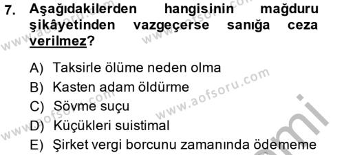 Kalem Mevzuatı Dersi 2013 - 2014 Yılı (Final) Dönem Sonu Sınavı 7. Soru