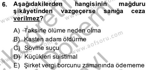 Kalem Mevzuatı Dersi 2014 - 2015 Yılı (Final) Dönem Sonu Sınavı 6. Soru