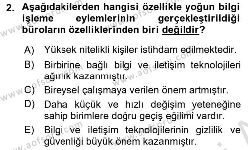 Büro Teknolojileri Dersi 2022 - 2023 Yılı (Final) Dönem Sonu Sınavı 2. Soru