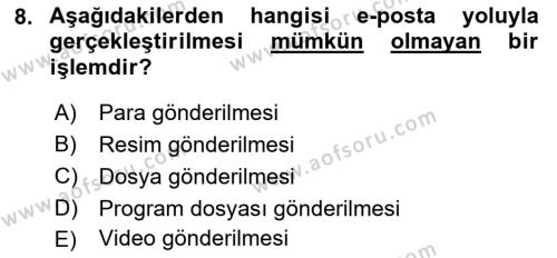 Büro Teknolojileri Dersi 2022 - 2023 Yılı (Final) Dönem Sonu Sınavı 8. Soru