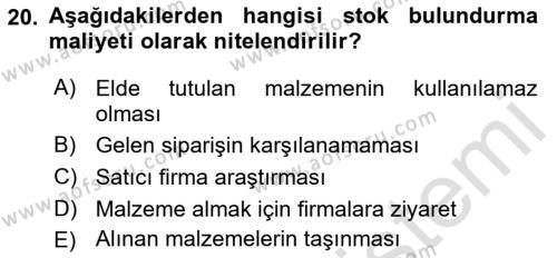 Büro Teknolojileri Dersi 2022 - 2023 Yılı Yaz Okulu Sınavı 20. Soru