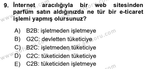 Büro Teknolojileri Dersi 2023 - 2024 Yılı (Vize) Ara Sınavı 9. Soru