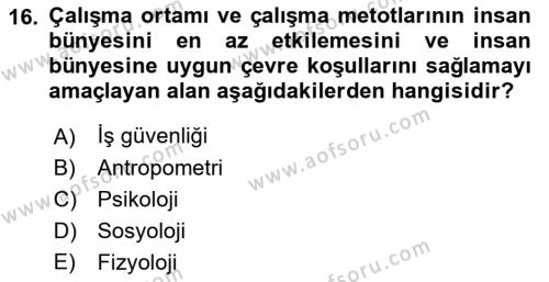 Büro Teknolojileri Dersi 2023 - 2024 Yılı (Final) Dönem Sonu Sınavı 16. Soru