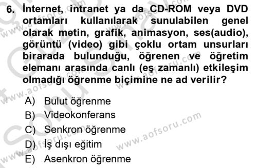 Büro Teknolojileri Dersi 2023 - 2024 Yılı (Final) Dönem Sonu Sınavı 6. Soru