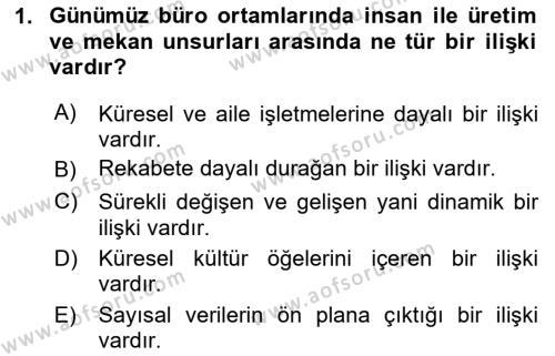 Büro Teknolojileri Dersi 2023 - 2024 Yılı Yaz Okulu Sınavı 1. Soru