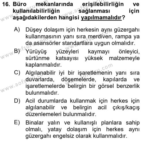 Büro Teknolojileri Dersi 2023 - 2024 Yılı Yaz Okulu Sınavı 16. Soru