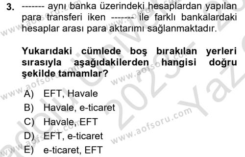 Büro Teknolojileri Dersi 2023 - 2024 Yılı Yaz Okulu Sınavı 3. Soru