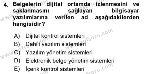 Büro Teknolojileri Dersi 2023 - 2024 Yılı Yaz Okulu Sınavı 4. Soru