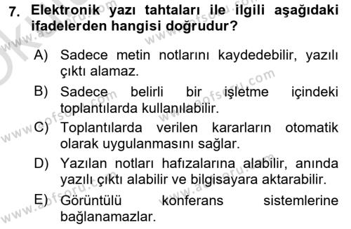 Büro Teknolojileri Dersi 2023 - 2024 Yılı Yaz Okulu Sınavı 7. Soru