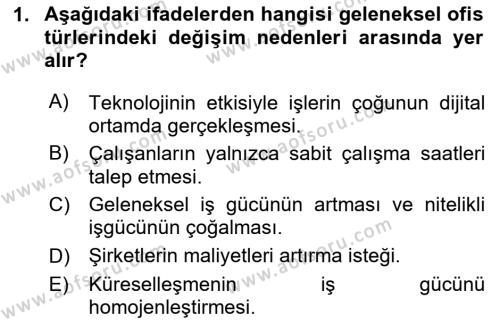 Büro Teknolojileri Dersi 2024 - 2025 Yılı (Vize) Ara Sınavı 1. Soru