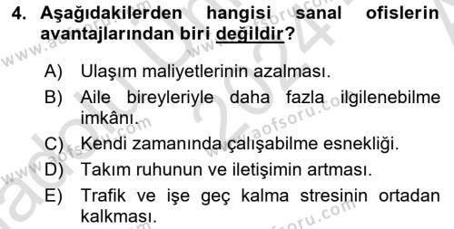 Büro Teknolojileri Dersi 2024 - 2025 Yılı (Vize) Ara Sınavı 4. Soru