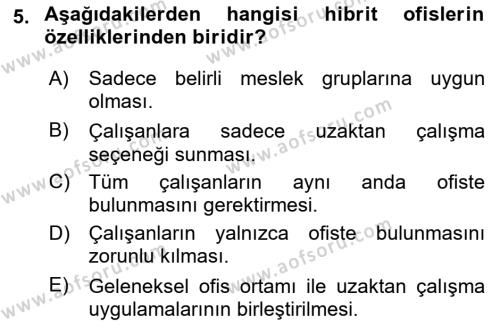 Büro Teknolojileri Dersi 2024 - 2025 Yılı (Vize) Ara Sınavı 5. Soru