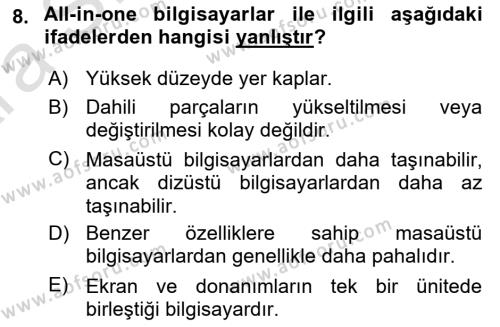 Büro Teknolojileri Dersi 2024 - 2025 Yılı (Vize) Ara Sınavı 8. Soru