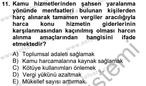 Damga Vergisi Ve Harçlar Bilgisi Dersi 2012 - 2013 Yılı (Vize) Ara Sınavı 11. Soru