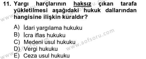Damga Vergisi Ve Harçlar Bilgisi Dersi 2012 - 2013 Yılı (Final) Dönem Sonu Sınavı 11. Soru