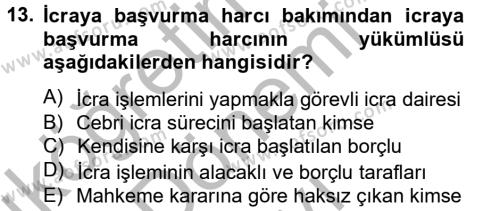Damga Vergisi Ve Harçlar Bilgisi Dersi 2012 - 2013 Yılı (Final) Dönem Sonu Sınavı 13. Soru