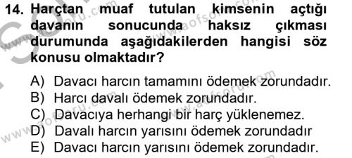 Damga Vergisi Ve Harçlar Bilgisi Dersi 2012 - 2013 Yılı (Final) Dönem Sonu Sınavı 14. Soru