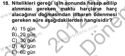 Damga Vergisi Ve Harçlar Bilgisi Dersi 2012 - 2013 Yılı (Final) Dönem Sonu Sınavı 18. Soru