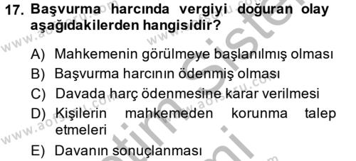 Damga Vergisi Ve Harçlar Bilgisi Dersi 2013 - 2014 Yılı (Vize) Ara Sınavı 17. Soru